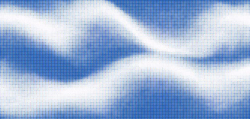 Halftone overlay texture with water waves creating a soothing visual effect in blue and white tones