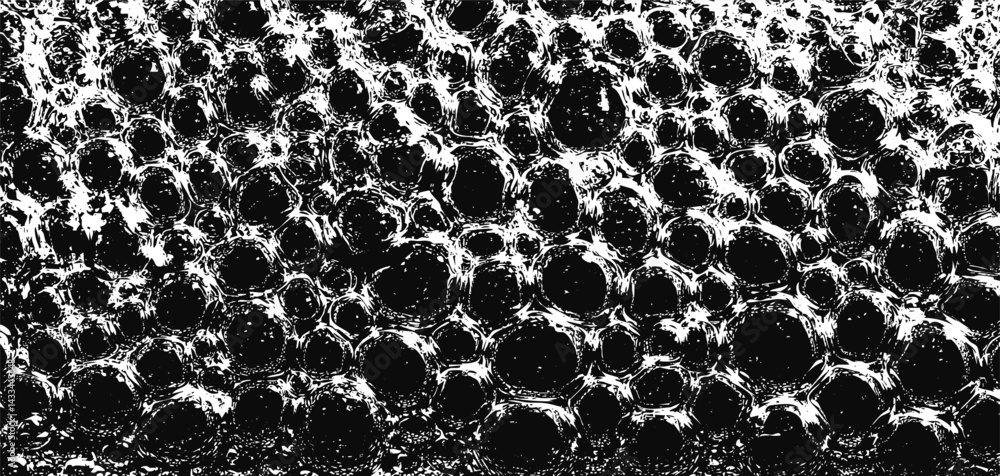 Poster Texture overlay featuring a detailed bubble pattern highlighting various shapes and sizes in a monochromatic style