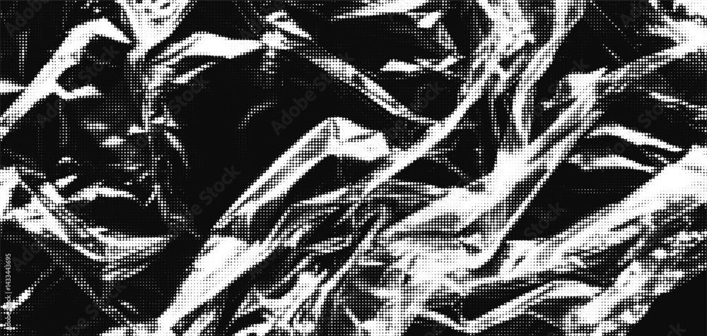 Aufkleber texture of plastic overlay in halftone pattern highlighting intricate folds and creases