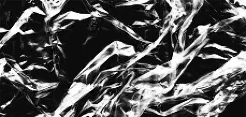 Texture of plastic overlay in halftone pattern highlighting intricate folds and creases