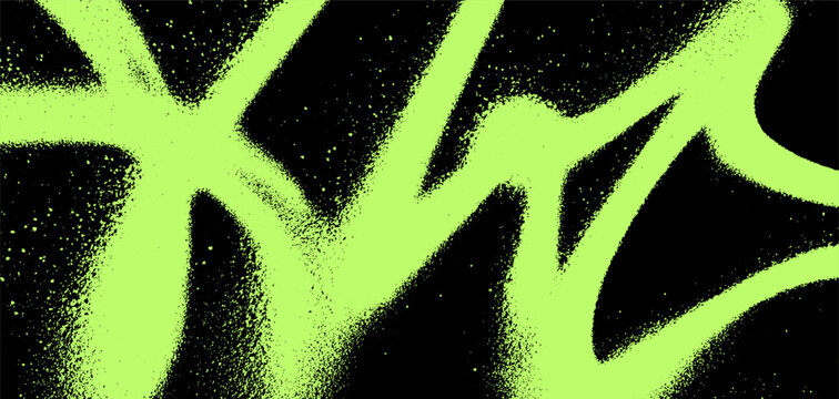 Vivid neon green graffiti spray overlay with grunge texture on a dark background
