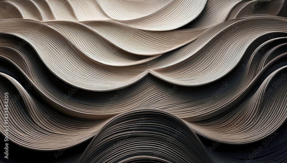 Poster artistic wave patterns abstract design paper sculpture creative studio close-up perspective visual t