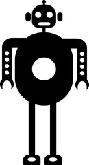 Machine humanoid robot character icon Friendly robotic cheerful bot. Mechanical electronic machine, android smiling. Adorable fantastic AI. Childish flat vector isolated on transparent background