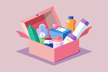 Open Gift Box with Personal Care Products