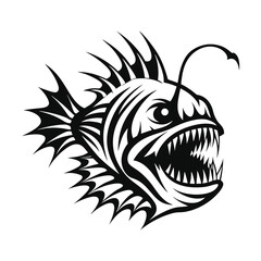 Stylized Anglerfish Deep Sea Predator with bioluminescent lure design