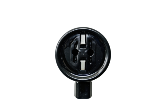 Black electrical outlet with two vertical slots and grounding hole for safe electricity access at home