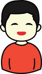 Smiling Boy Character in a Red Shirt with Short Hair Illustration