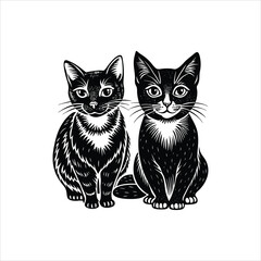 Obraz premium black and white cat