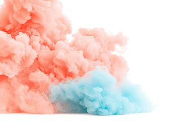 Abstract Coral And Blue Ink Cloud Swirls