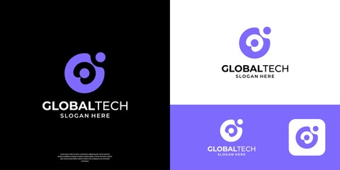 Letter O tech logo design template. Abstract circle shape with community symbol. Usable for business and digital technology logos.