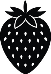 Strawberry icon black silhouette vector illustration on transparent background
