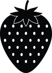 Strawberry icon black silhouette vector illustration on transparent background
