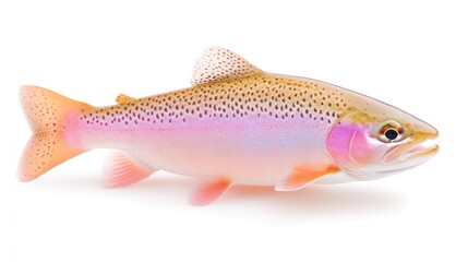 A vibrant rainbow trout isolated on white background