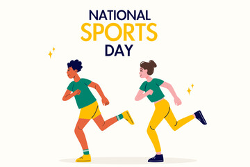 Fototapeta premium Background national sports day people are running