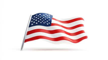 Fototapeta premium An American flag waving on a white background