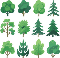 sat of the tree icon set forest victor design with white background.