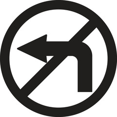 Fototapeta premium No Right Prohibition Turn Sign Line Icon