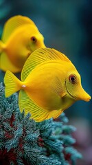 Vibrant Yellow Fish in Coral Reef