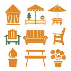 Obraz premium Set of wooden furniture icons