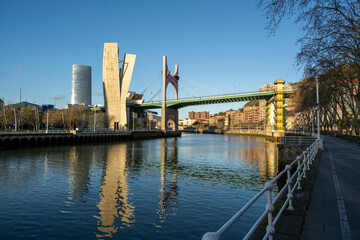 Bilbao, Spain - December 27, 2024: La Salve Bridge, Bilbao