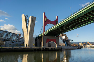 Bilbao, Spain - December 27, 2024: La Salve Bridge, Bilbao