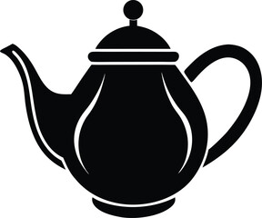 Teapot icon black silhouette vector illustration on transparent background

