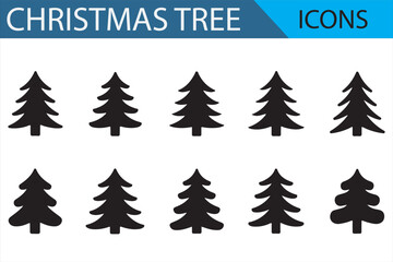 Fototapeta premium Icon Set of Christmas Trees Featuring Different Designs for Holiday and Winter Graphics