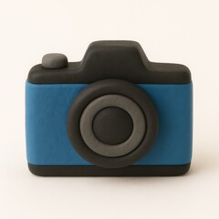camera made of plasticine on a white background