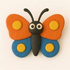 butterfly made of plasticine on a white background