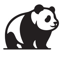 Naklejka premium Panda Silhouette Vector Set – Stylized Black and White Bear Illustrations for Wildlife, Kids, and Graphic Design Projects- face panda silhouette 