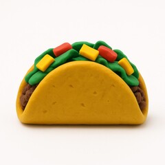 taco made of plasticine on a white background