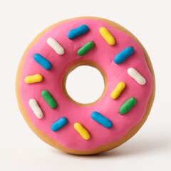 donut made of plasticine on a white background