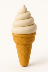 ice cream cone  made of plasticine on a white background