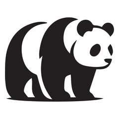 Fototapeta premium Panda Silhouette Vector Set – Stylized Black and White Bear Illustrations for Wildlife, Kids, and Graphic Design Projects- face panda silhouette 