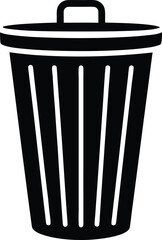 Garbage Can icon black silhouette vector illustration on transparent background
