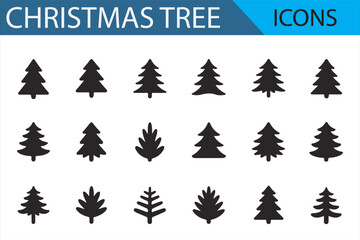 Obraz premium Minimalist Christmas Tree Icons Set for Winter, Holiday, and Festive Design Projects