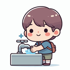 vector image of a child washing his hands