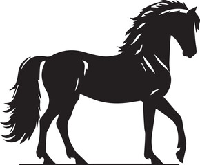 Obraz premium Standing Horse Silhouette Vector Set – Black and White Equine Illustrations for Logos, Prints & Designs