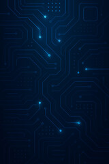 Blue AI Technology Background with Circuit Lines and Digital Network Design