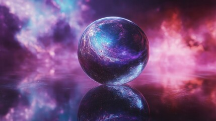 Fototapeta premium Floating Crystal Sphere Reflecting the Galaxy