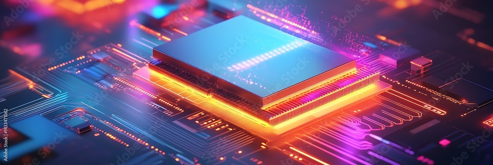 Aufkleber technological marvel: a close-up image reveals the intricate details of a cutting-edge computer proc