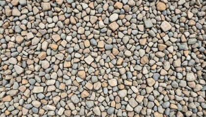 Rough, varied stone aggregate texture; large & small stones on gravel base, construction, landscaping material