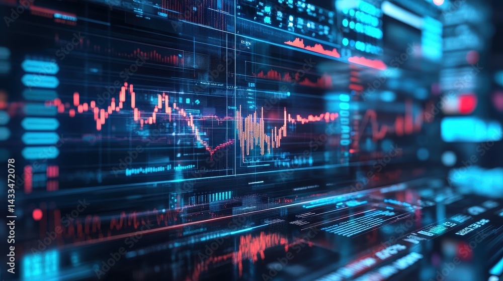 Poster stock market interface displaying real-time trading insights powered by big data