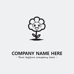 Flower illustration black and white for logo company vector image
