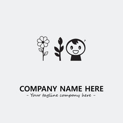 Flower illustration black and white for logo company vector image
