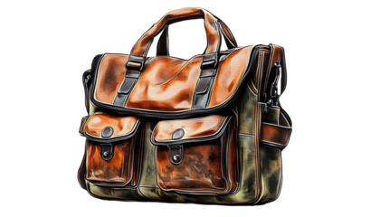 watercolor of vintage golf bag on white background created with generative ai technology