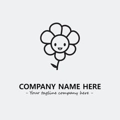 Flower illustration black and white for logo company vector image
