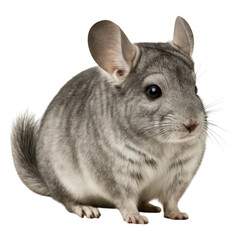 Obraz premium Adorable Grey Chinchilla Posing fluffy charming rodent pet isolated transparent background