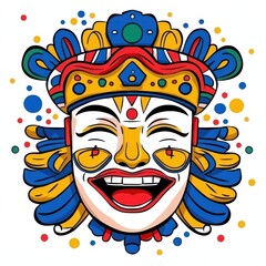 Obraz premium Joyful Colorful Pixel Art Mask Illustration with Red, Yellow, and Blue Accents