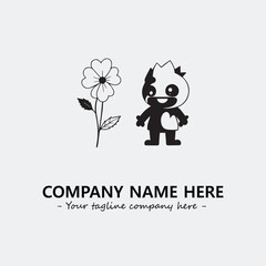 Flower illustration black and white for logo company vector image
